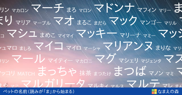 ま から 始まる 名前 ストア ペット