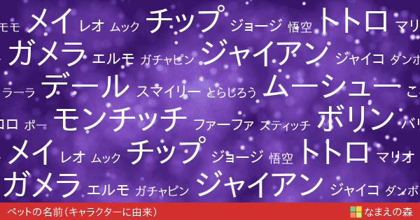 キャラクターに由来するペットの名前 ペット名付け なまえの森